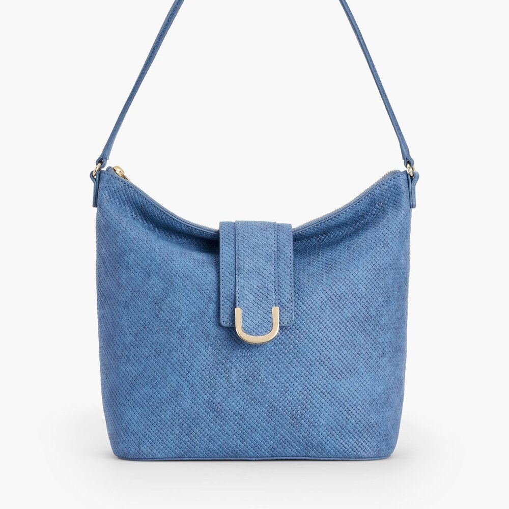 Talbots Woven Leather Hobo Style Shoulder Bag, Cornflower Blue